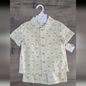 LC Lauren Conrad Boys Palm Print Button Down Shirt & Shorts Set Size 5t NWT